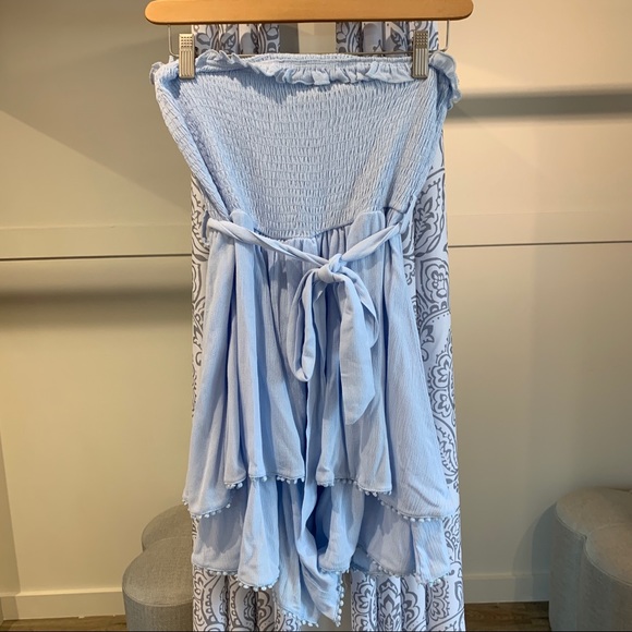 ❌SOLD OUT❌ BEACHSIDE BUNNY BLUE STRAPLESS ROMPER - Picture 4 of 4